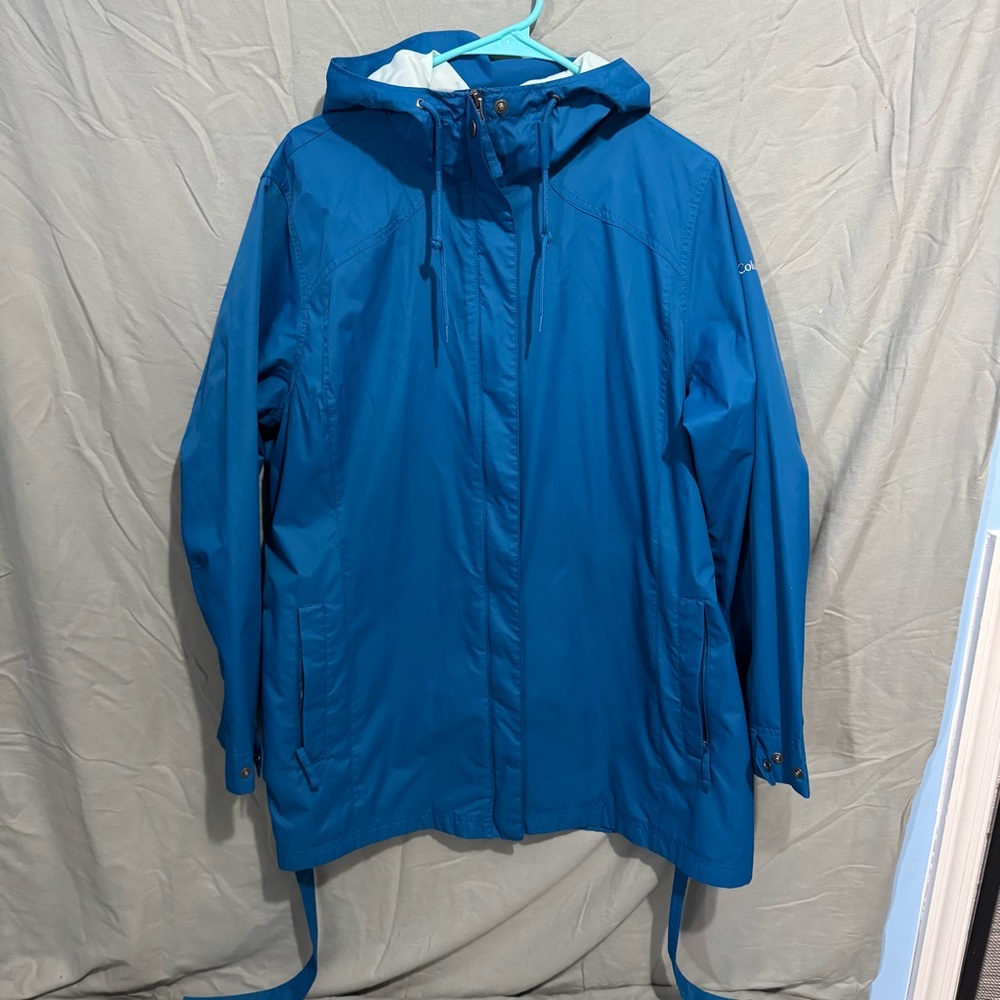Columbia Blue Rain Hooded Jacket Size 1X-